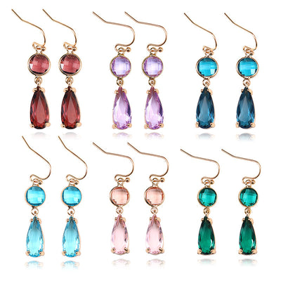 Aretes de Cristal K9 Multicolor con Borde de Cobre Geométrico - Image 17