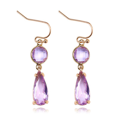 Aretes de Cristal K9 Multicolor con Borde de Cobre Geométrico - Image 18