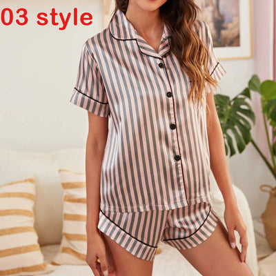 Pijama Satinado para Mujer con Estampado - Conjunto Corto de Punto V Cómodo - Image 16