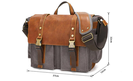 Bolsa Bandolera de Lona Encerada y Cuero Genuino - Image 18