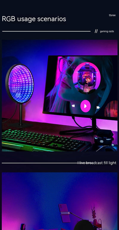 Espejo LED Multicolor con Efecto Túnel 3D y Luz Ambiental - Image 12