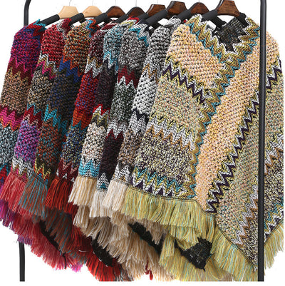 Poncho Étnico Multicolor Cálido para Otoño e Invierno - Image 36