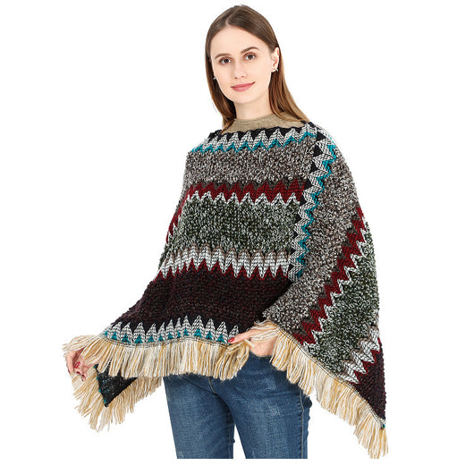 Poncho Étnico Multicolor Cálido para Otoño e Invierno - Image 38