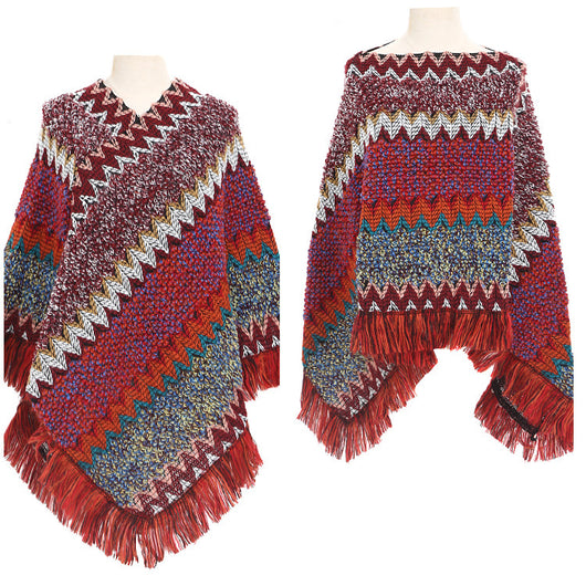 Poncho Étnico Multicolor Cálido para Otoño e Invierno - Image 39
