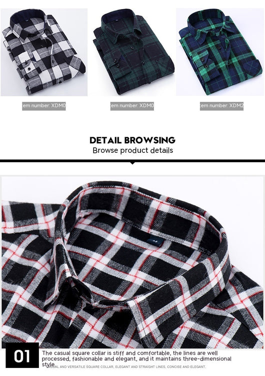 Camisa Casual de Cuadros con Textura Brushed para Hombre - Image 15