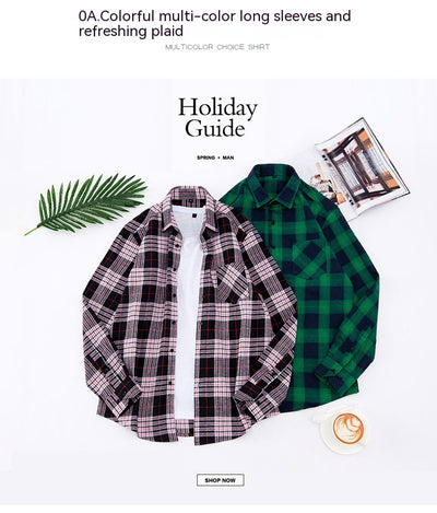 Camisa Casual de Cuadros con Textura Brushed para Hombre - Image 16