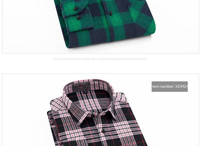 Camisa Casual de Cuadros con Textura Brushed para Hombre - Image 17
