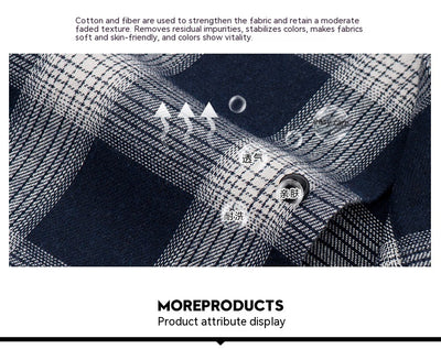 Camisa Casual de Cuadros con Textura Brushed para Hombre - Image 18