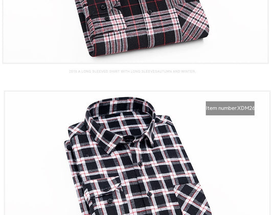 Camisa Casual de Cuadros con Textura Brushed para Hombre - Image 20