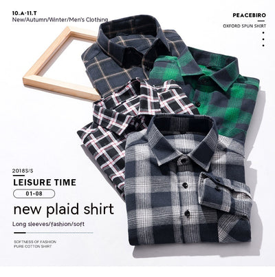 Camisa Casual de Cuadros con Textura Brushed para Hombre - Image 21