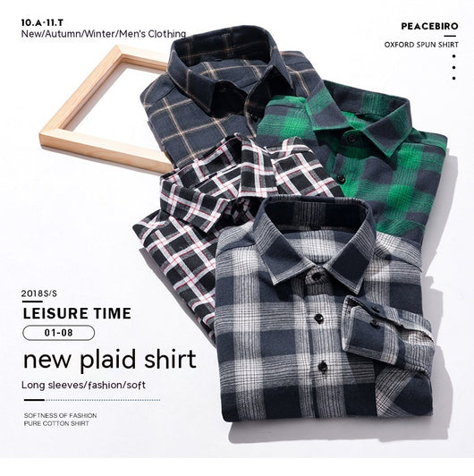 Camisa Casual de Cuadros con Textura Brushed para Hombre - Image 21