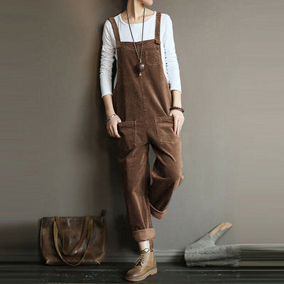 Pantalón Peto de Pana Liso para Mujer - Estilo Casual Versátil - Image 14