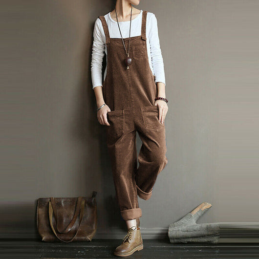 Pantalón Peto de Pana Liso para Mujer - Estilo Casual Versátil - Image 14