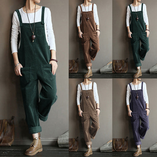 Pantalón Peto de Pana Liso para Mujer - Estilo Casual Versátil - Image 15