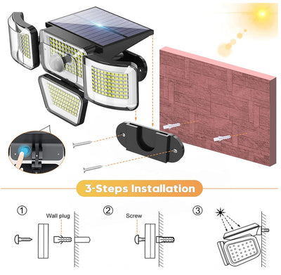 Lámpara Solar LED 200 para Exterior - Iluminación Inteligente de Patio - Image 9
