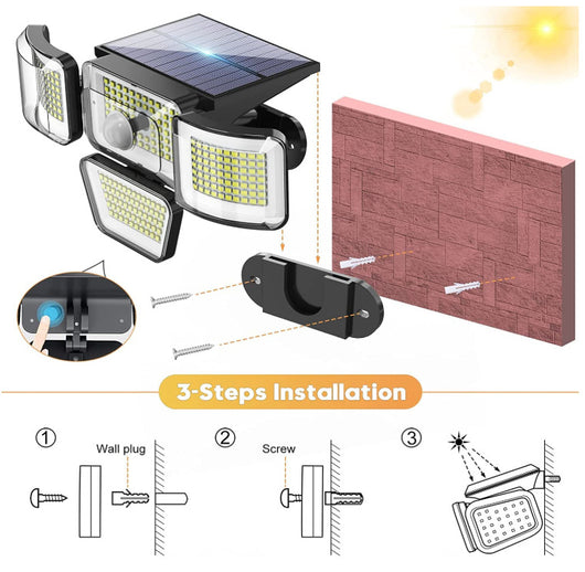 Lámpara Solar LED 200 para Exterior - Iluminación Inteligente de Patio - Image 9