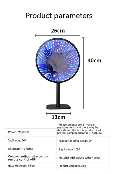 Espejo LED Multicolor con Efecto Túnel 3D y Luz Ambiental - Image 13