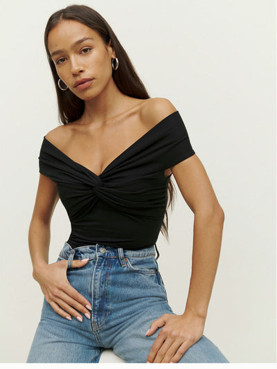 Top Tejido Crop Escote en V Hombros Descubiertos - Ajuste Ceñido Verano - Image 43