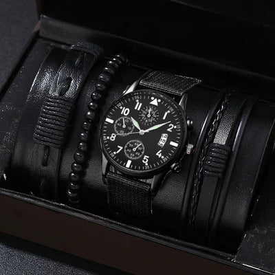 Reloj de Lona con Tres Esferas y Pulsera PU - Set Completo - Image 19