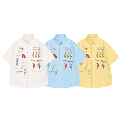 Camisa de Cuadros Retro con Bordado de Osito - Manga Corta Verano - Image 24