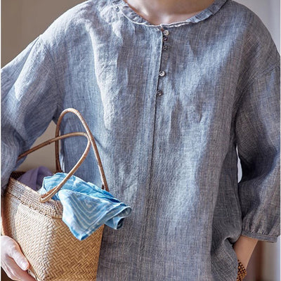 Blusa Casual de Rayas con Cuello Muñeca para Mujer - Image 11