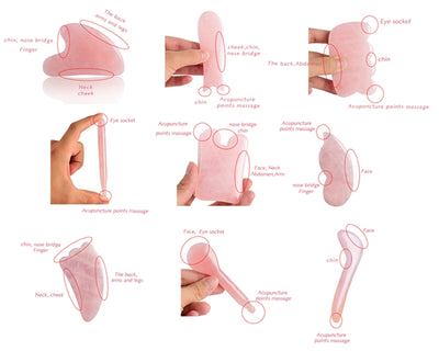 Herramienta Gua Sha de Cuarzo Rosa Natural para Masaje Facial y Corporal - Image 21