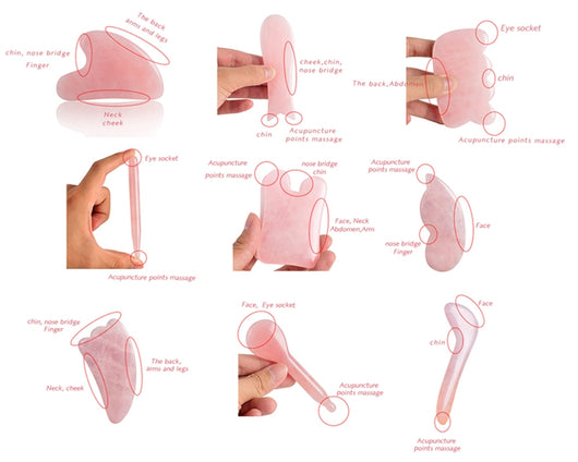 Herramienta Gua Sha de Cuarzo Rosa Natural para Masaje Facial y Corporal - Image 21