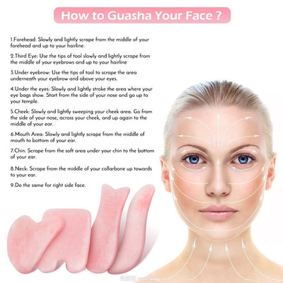 Herramienta Gua Sha de Cuarzo Rosa Natural para Masaje Facial y Corporal - Image 25