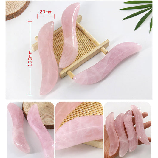 Herramienta Gua Sha de Cuarzo Rosa Natural para Masaje Facial y Corporal - Image 27