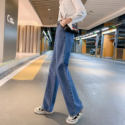 Jeans Cintura Alta Pierna Ancha Efecto Reductor Azul Oscuro para Mujer - Image 20