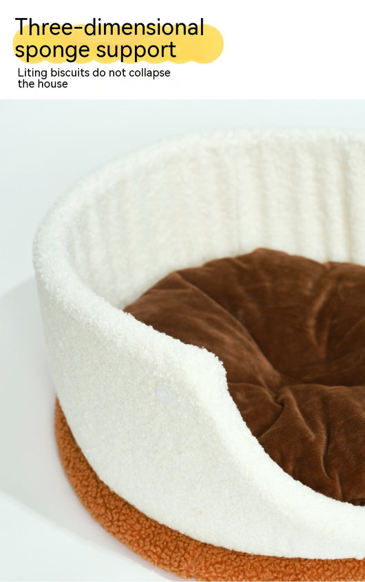 Cama Nido para Gatos con Forma de Galleta - Diseño Semicerrado - Image 11