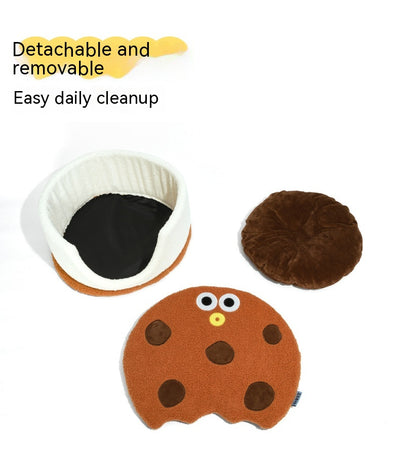 Cama Nido para Gatos con Forma de Galleta - Diseño Semicerrado - Image 12