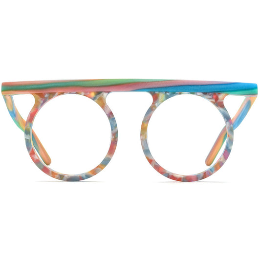 Lentes Marco Redondo Patchwork Multicolor con Cristales Esmerilados - Image 15