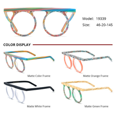 Lentes Marco Redondo Patchwork Multicolor con Cristales Esmerilados - Image 16