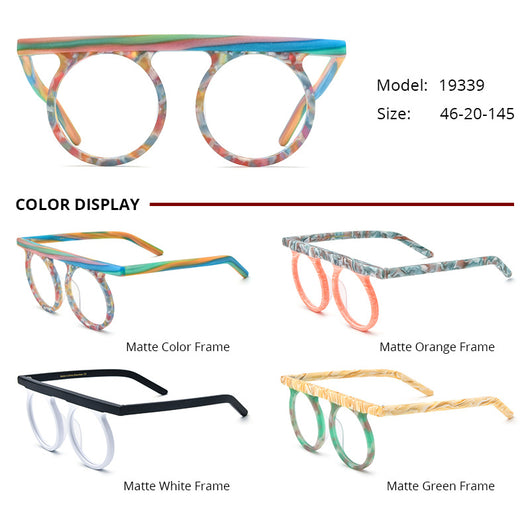 Lentes Marco Redondo Patchwork Multicolor con Cristales Esmerilados - Image 16