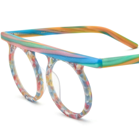 Lentes Marco Redondo Patchwork Multicolor con Cristales Esmerilados - Image 18
