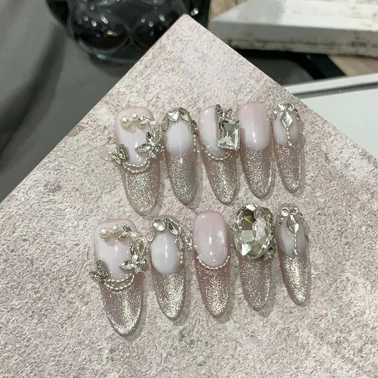 Uñas Postizas con Cristales Brillantes Artesanales - Image 15