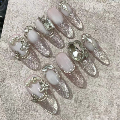 Uñas Postizas con Cristales Brillantes Artesanales - Image 16