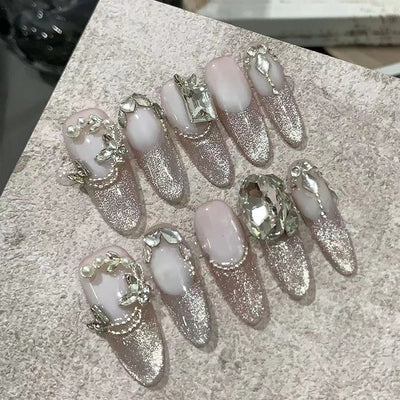 Uñas Postizas con Cristales Brillantes Artesanales - Image 17