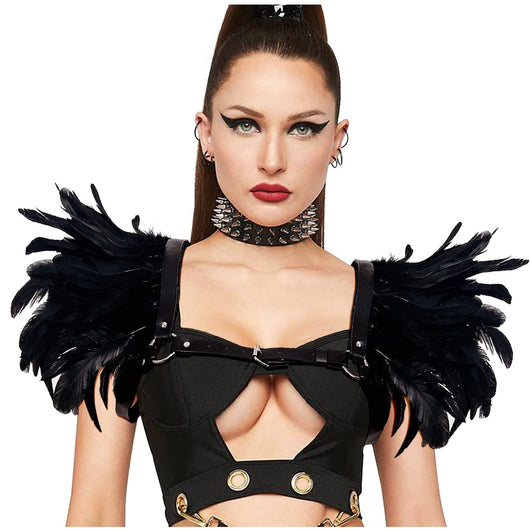 Hombreras de Cuero Punk Gothic con Plumas - Estilo Europeo y Americano - Image 20