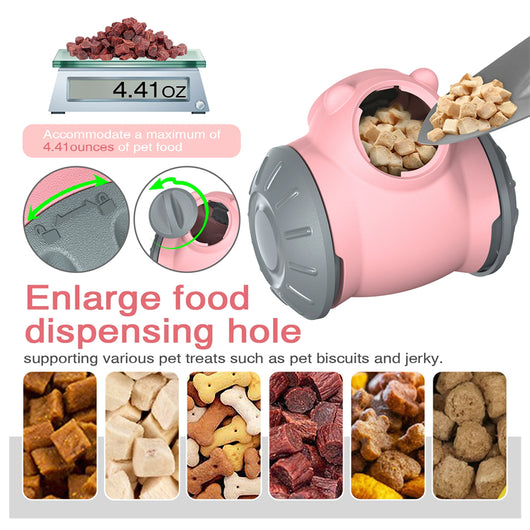 Red and grey pet treat dispenser toy with a bear-like head, designed as a self-balancing tumbler for slow feeding. - Image 19