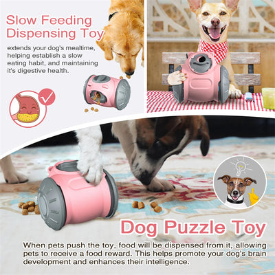 Red and grey pet treat dispenser toy with a bear-like head, designed as a self-balancing tumbler for slow feeding. - Image 20