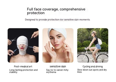 Light blue ice silk face mask with breathable perforations and adjustable ear loops for sun protection. - Image 37