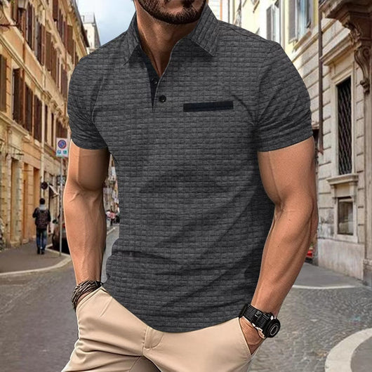 Polo Deportivo Hombre Jacquard Botones Cuadros - Image 9