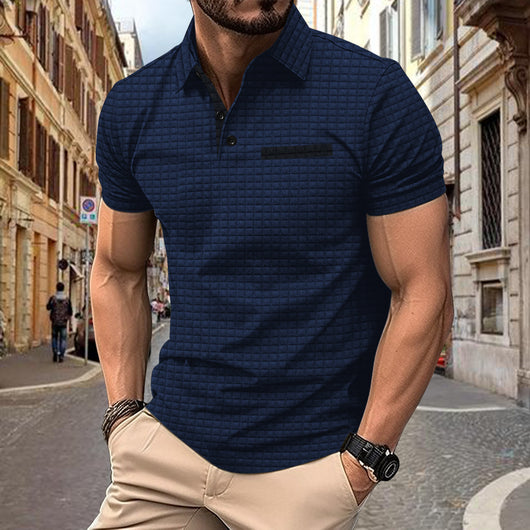 Polo Deportivo Hombre Jacquard Botones Cuadros - Image 13