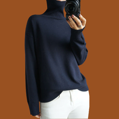 Suéter Cuello Alto Mujer Oversize Cómodo Tejido Grueso - Image 11