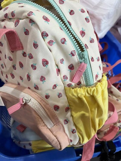 Mochila Escolar Infantil de Lona Algodón con Estampado Fresa Multicolor - Image 17