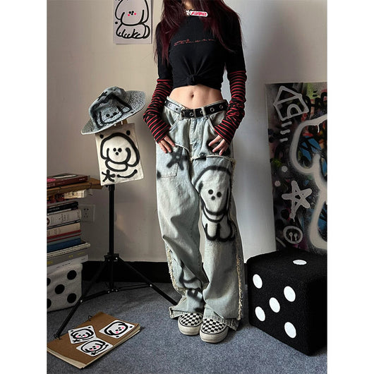 Jeans Sueltos Y2K Graffiti Retro para Mujer - Image 7