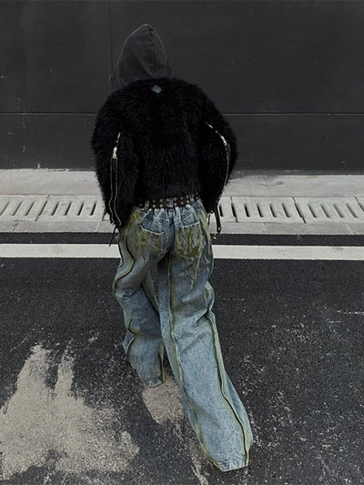 Jeans Holgados de Cintura Alta con Efecto Tinta Salpicada - Image 10