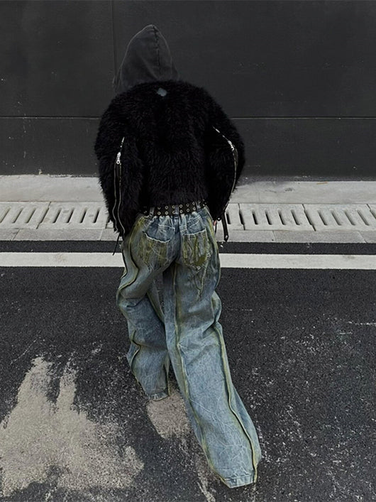Jeans Holgados de Cintura Alta con Efecto Tinta Salpicada - Image 10